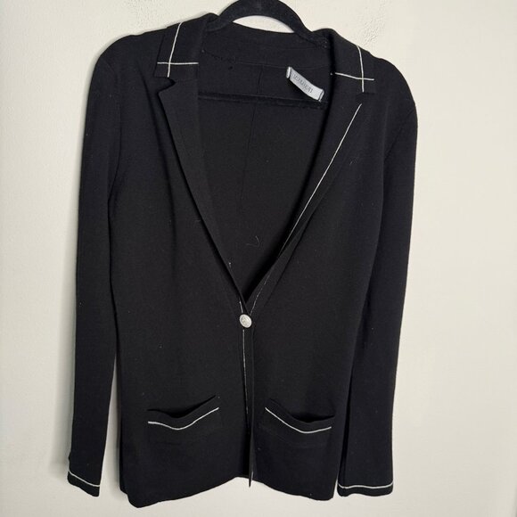 Iris V Arnim Single Button Merino Extra Fine‎ Cardigan Sweater in Black - Picture 1 of 4